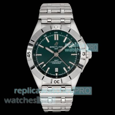 Swiss Clone Breitling Chronomat Automatic GMT Stainless Steel Green Face Watch 40mm 